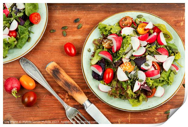 Fresh useful salad with vegetables. Print by Mykola Lunov Mykola