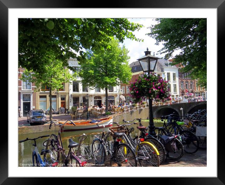 Leiden  Canal Netherlands Framed Mounted Print by Les Schofield