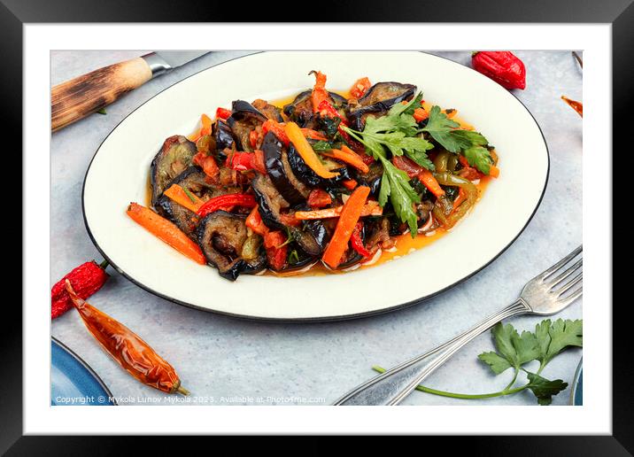 Aubergine saute, tasty vegetable stew. Framed Mounted Print by Mykola Lunov Mykola