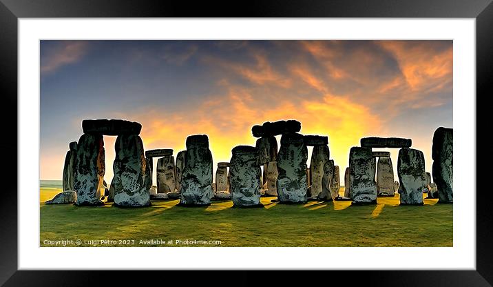 Stonehenge's Enchanting Sunset Illumination Framed Mounted Print by Luigi Petro