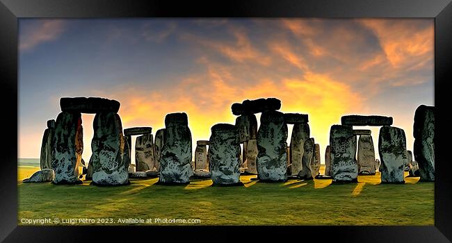 Stonehenge's Enchanting Sunset Illumination Framed Print by Luigi Petro