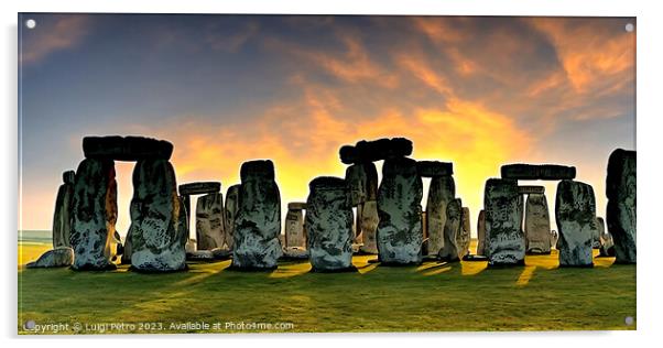 Stonehenge's Enchanting Sunset Illumination Acrylic by Luigi Petro