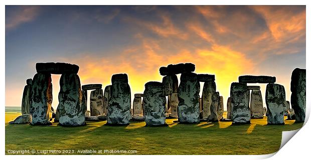 Stonehenge's Enchanting Sunset Illumination Print by Luigi Petro