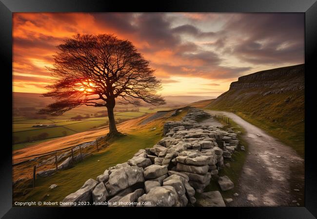 Dramatic Dales Sunset Framed Print by Robert Deering