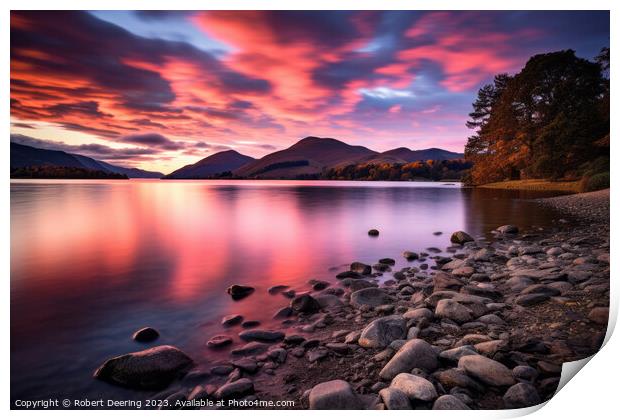 Lake District Sunset Reflections Print by Robert Deering