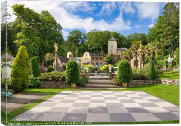 The Iconic Portmeirion Chessboard Canvas Print by Janet Carmichael