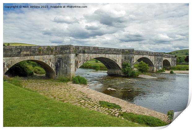 Burnsall Bridge Crossing the River Wharfe Yorkshire Dales Print by Nick Jenkins