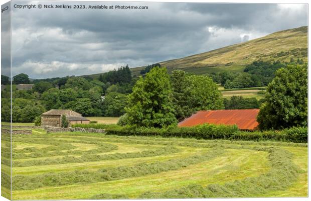 Cut grass in field outside Dent  Canvas Print by Nick Jenkins