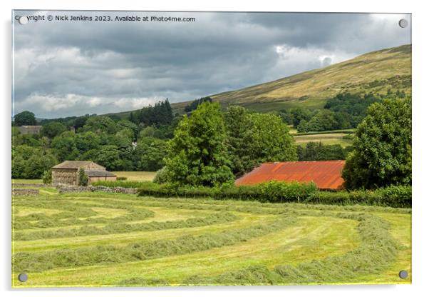 Cut grass in field outside Dent  Acrylic by Nick Jenkins