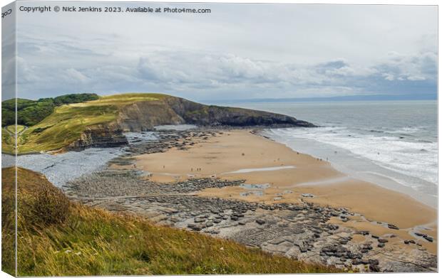 Dunraven Bay as seen from above  Canvas Print by Nick Jenkins