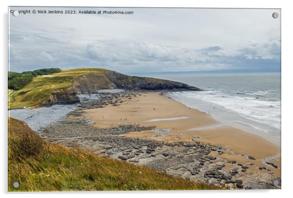 Dunraven Bay as seen from above  Acrylic by Nick Jenkins