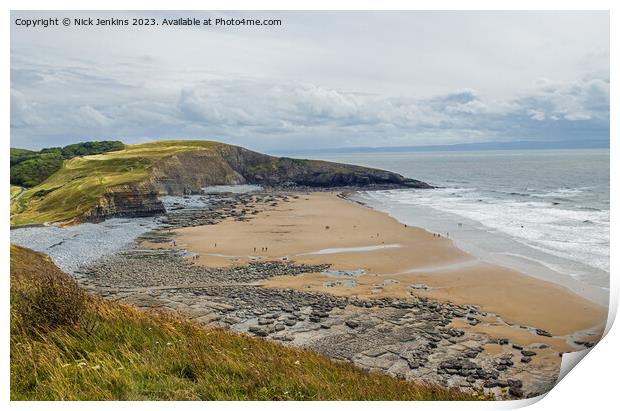 Dunraven Bay as seen from above  Print by Nick Jenkins
