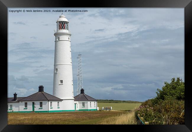Nash Point Lighthouse along from Nash Point Beach  Framed Print by Nick Jenkins