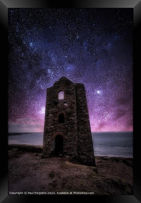 Cornish mine by starlight  Framed Print by Paul Forgette