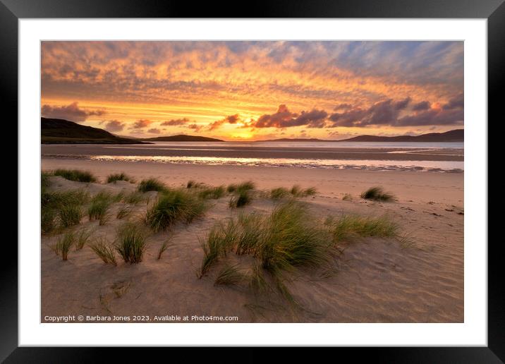 Traigh Seilebost Sunset Isle of Harris Scotland Framed Mounted Print by Barbara Jones