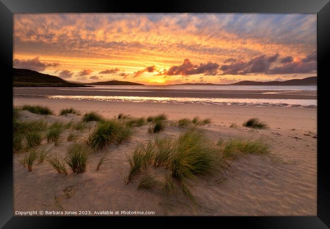 Traigh Seilebost Sunset Isle of Harris Scotland Framed Print by Barbara Jones