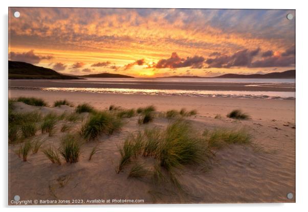 Traigh Seilebost Sunset Isle of Harris Scotland Acrylic by Barbara Jones