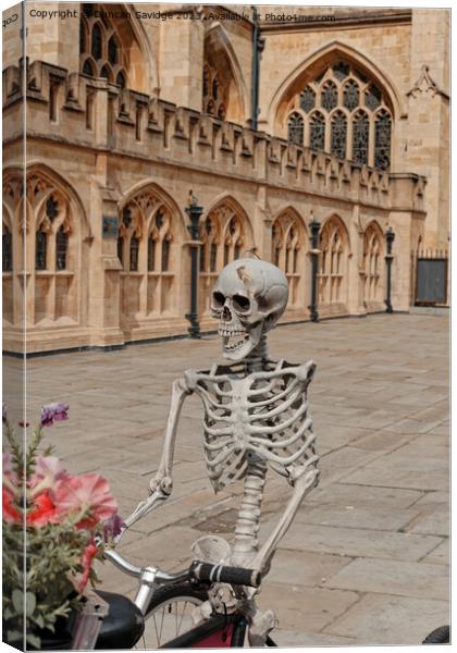 Skelton in front of Bath Abbey Canvas Print by Duncan Savidge