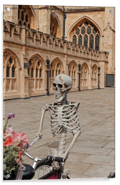 Skelton in front of Bath Abbey Acrylic by Duncan Savidge