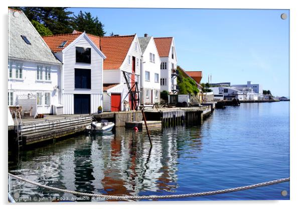 Serene Skudeneshavn: Norway's Quaint Harbour Refle Acrylic by john hill