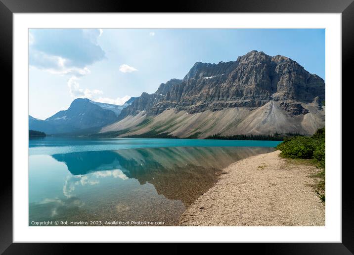 Bow Lake reflections Framed Mounted Print by Rob Hawkins