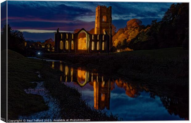 Fountains Abbey Reflected Canvas Print by Paul Telford