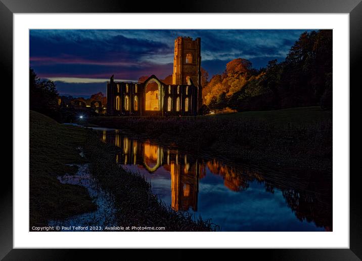 Fountains Abbey Reflected Framed Mounted Print by Paul Telford
