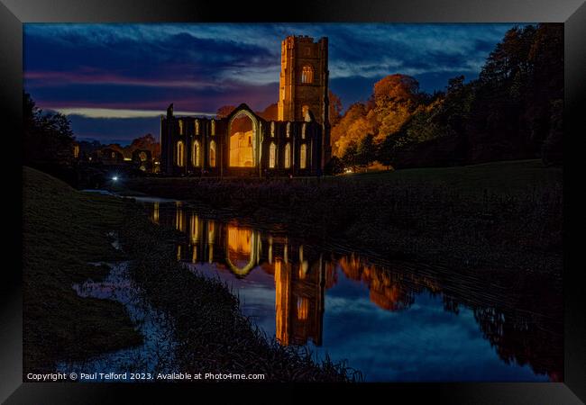 Fountains Abbey Reflected Framed Print by Paul Telford