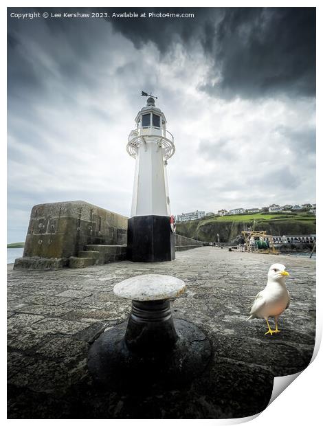 Enchanting Beacon of Mevagissey Harbour Print by Lee Kershaw