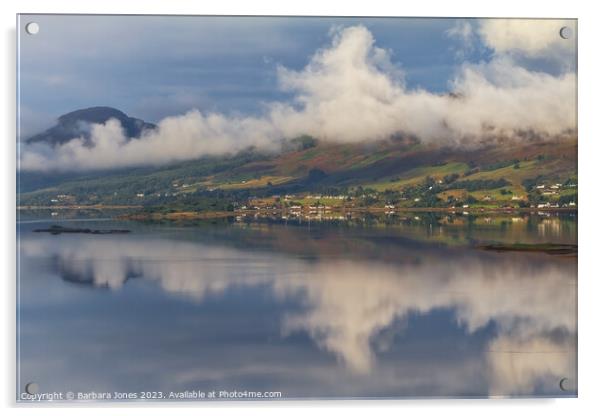 Lochcarron Misty Reflections, Wester Ross Scotland Acrylic by Barbara Jones