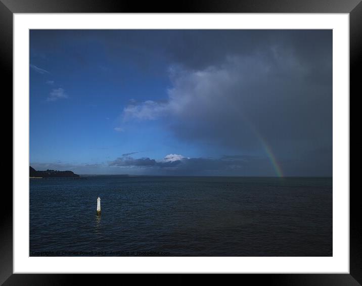 Devon rainbow Teignmouth Framed Mounted Print by Charles Powell