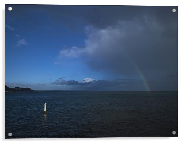 Devon rainbow Teignmouth Acrylic by Charles Powell