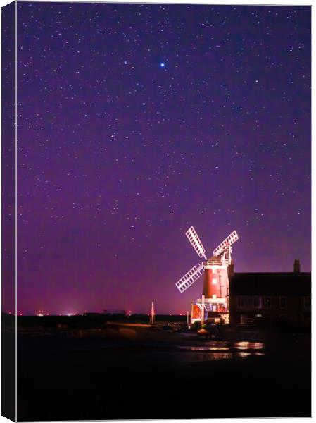 Cley Windmill Starry Night Canvas Print by Bryn Ditheridge