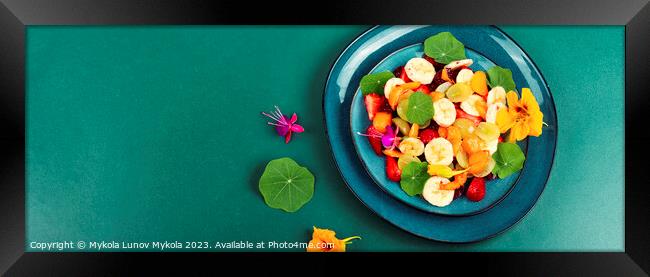 Fruit salad with nasturtium, recipe place. Framed Print by Mykola Lunov Mykola