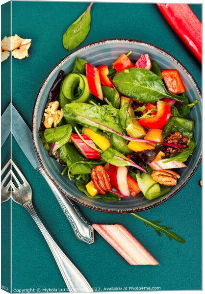 Green vegan vitamin salad. Canvas Print by Mykola Lunov Mykola