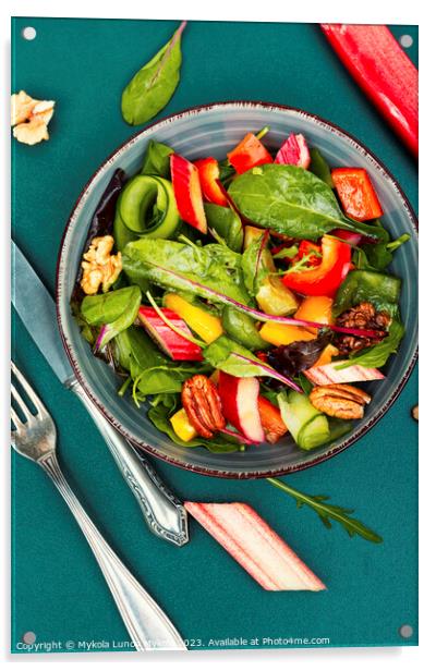 Green vegan vitamin salad. Acrylic by Mykola Lunov Mykola
