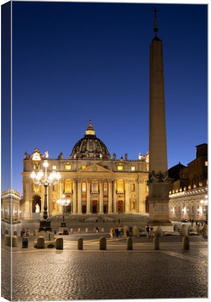 St Peter Basilica And Square At Night In Vatican Canvas Print by Artur Bogacki