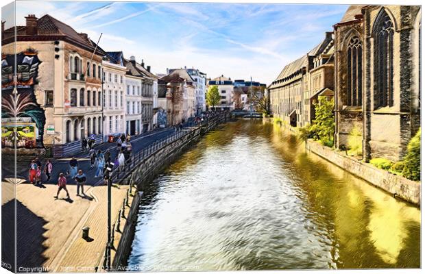 The Serene Canal of Ghent - CR2304-9035-WAT Canvas Print by Jordi Carrio