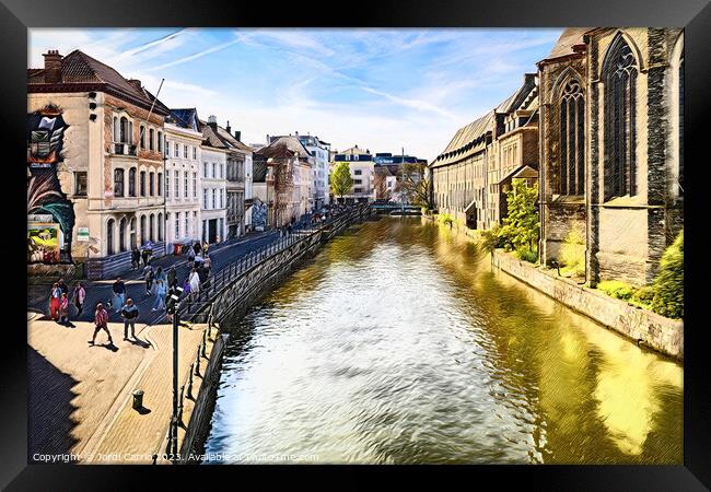 The Serene Canal of Ghent - CR2304-9035-WAT Framed Print by Jordi Carrio