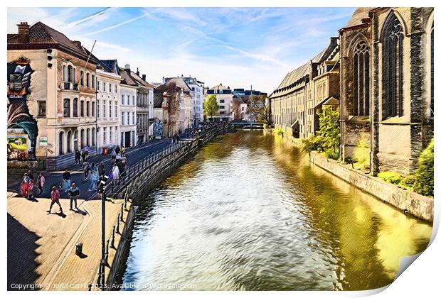 The Serene Canal of Ghent - CR2304-9035-WAT Print by Jordi Carrio