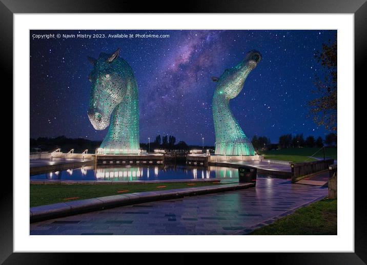 The Kelpies by Starlight  Framed Mounted Print by Navin Mistry
