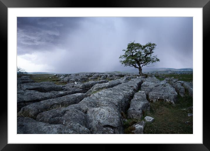 Winskill stones moody storm. Yorkshire Dales.  Framed Mounted Print by John Finney