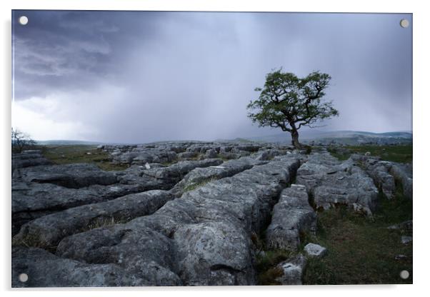Winskill stones moody storm. Yorkshire Dales.  Acrylic by John Finney
