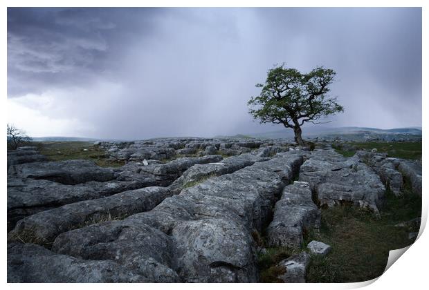Winskill stones moody storm. Yorkshire Dales.  Print by John Finney