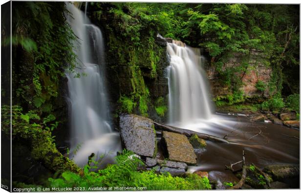 Large Waterfall Dalry Ayrshire Canvas Print by Les McLuckie