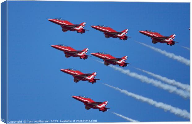 'RAF's Spectacular Red Arrows Display' Canvas Print by Tom McPherson