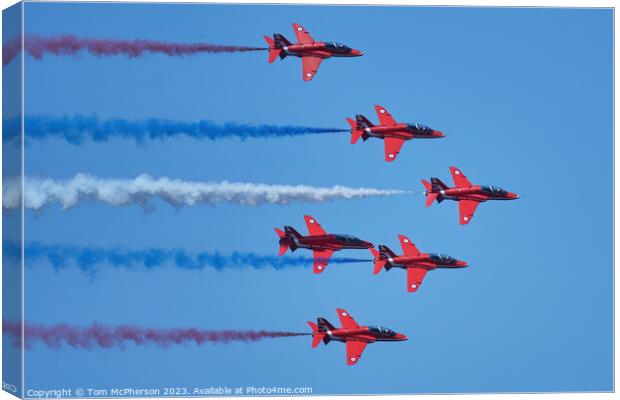 Sky Dance of the Red Arrows Canvas Print by Tom McPherson