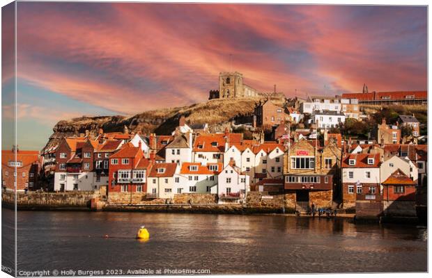 'Whitby's Spectacular Sunset Over Gothic Ruins' Canvas Print by Holly Burgess