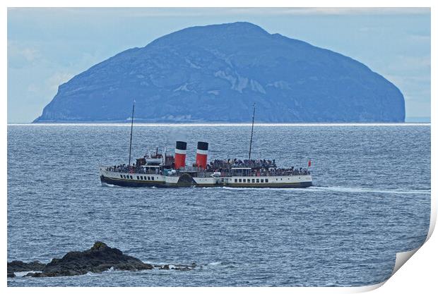 PS Waverley and Ailsa Craig Print by Allan Durward Photography