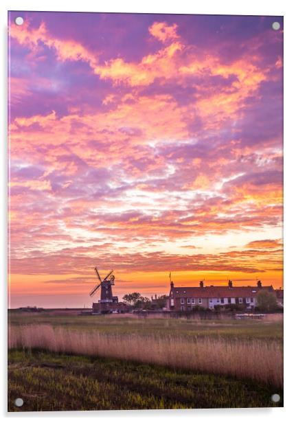 Cley Windmill Sunrise  Acrylic by Bryn Ditheridge